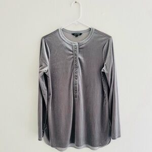 Ralph Lauren Gray Silver Velvet Long Sleeve Top Small